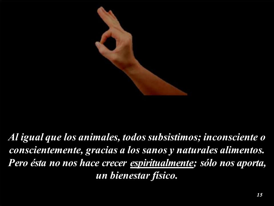Al igual que los animales, todos subsistimos; inconsciente o conscientemente, gracias a los sanos y naturales alimentos.