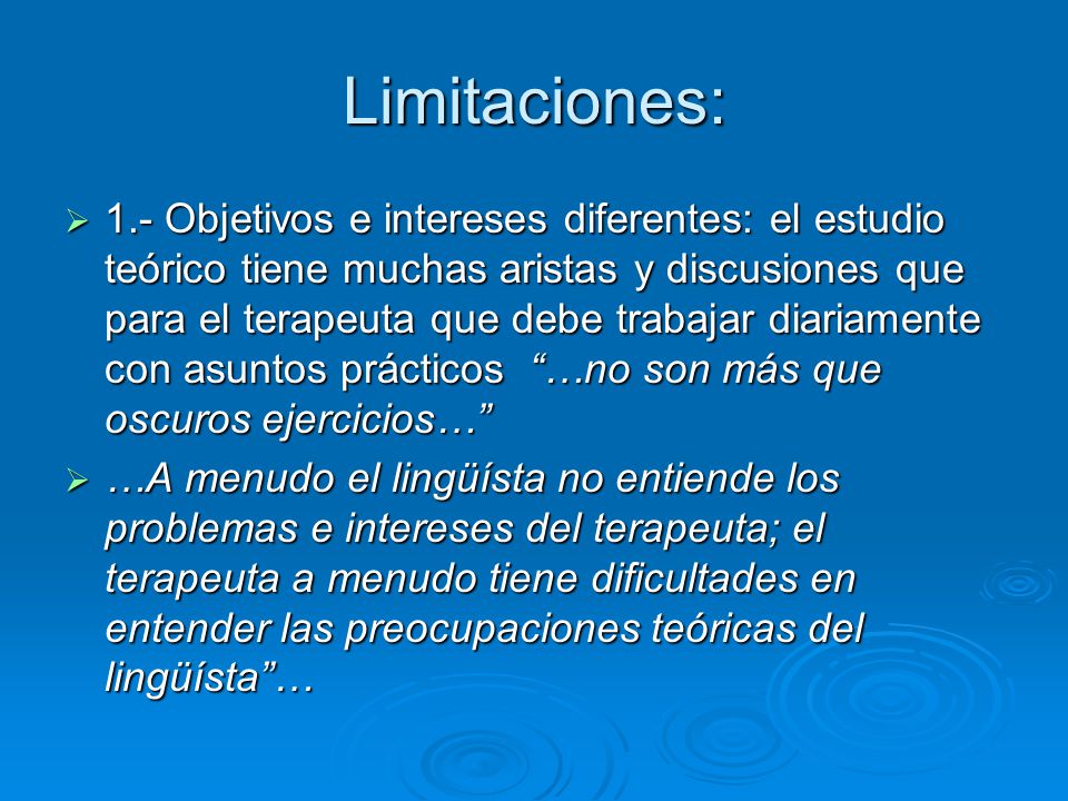 Limitaciones: