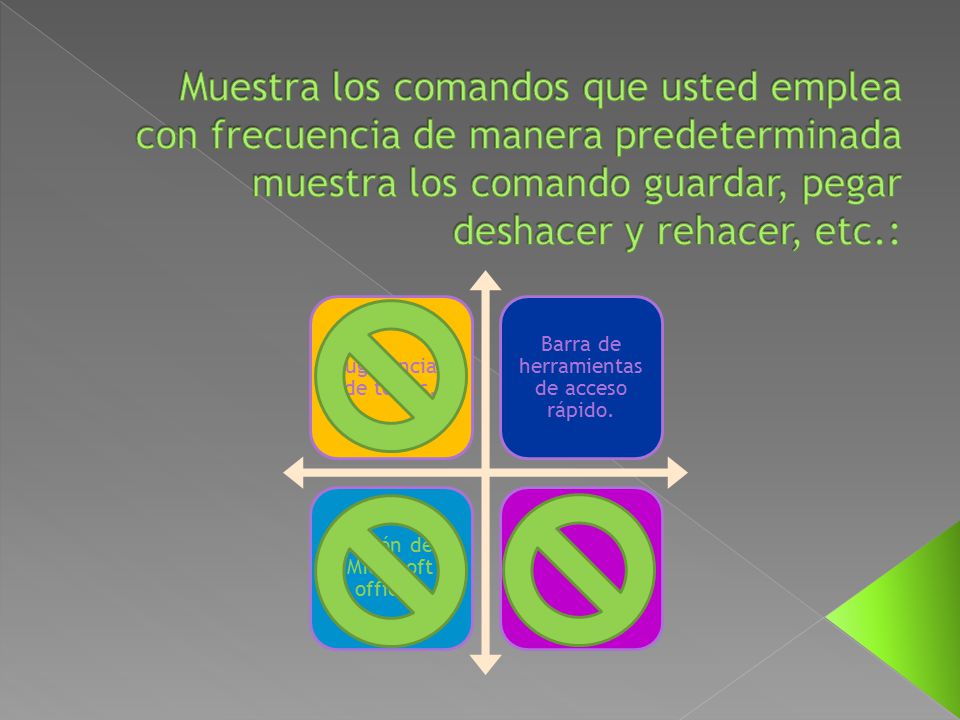 Muestra los comandos que usted emplea con frecuencia de manera predeterminada muestra los comando guardar, pegar deshacer y rehacer, etc.: