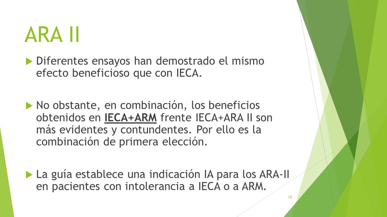 ARA II Diferentes ensayos han demostrado el mismo efecto beneficioso que con IECA.