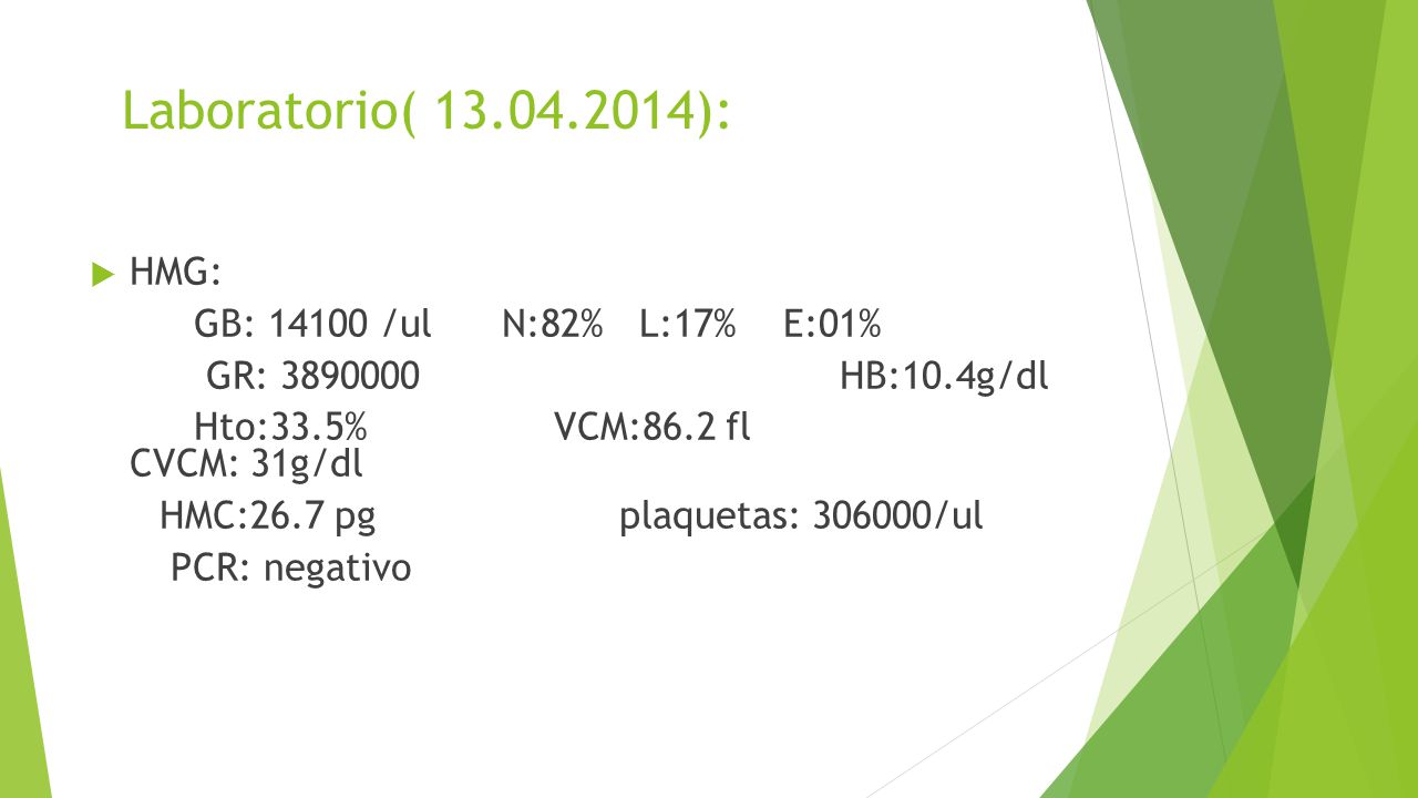 Laboratorio( ): HMG: GB: /ul N:82% L:17% E:01%