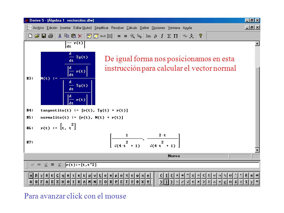 De igual forma nos posicionamos en esta instrucción para calcular el vector normal