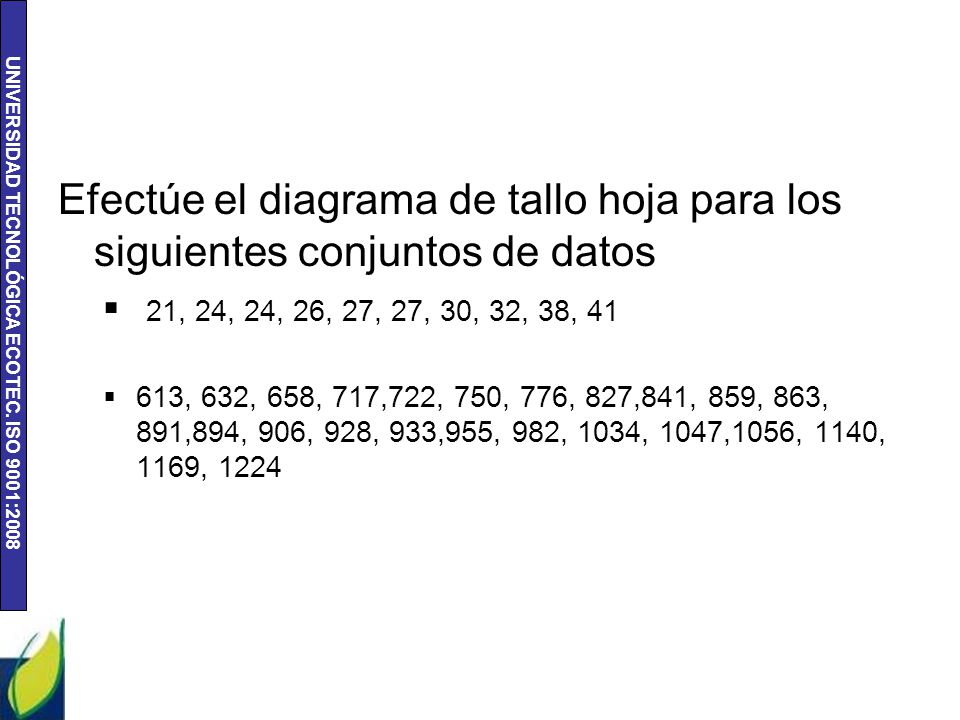 Efectúe el diagrama de tallo hoja para los siguientes conjuntos de datos