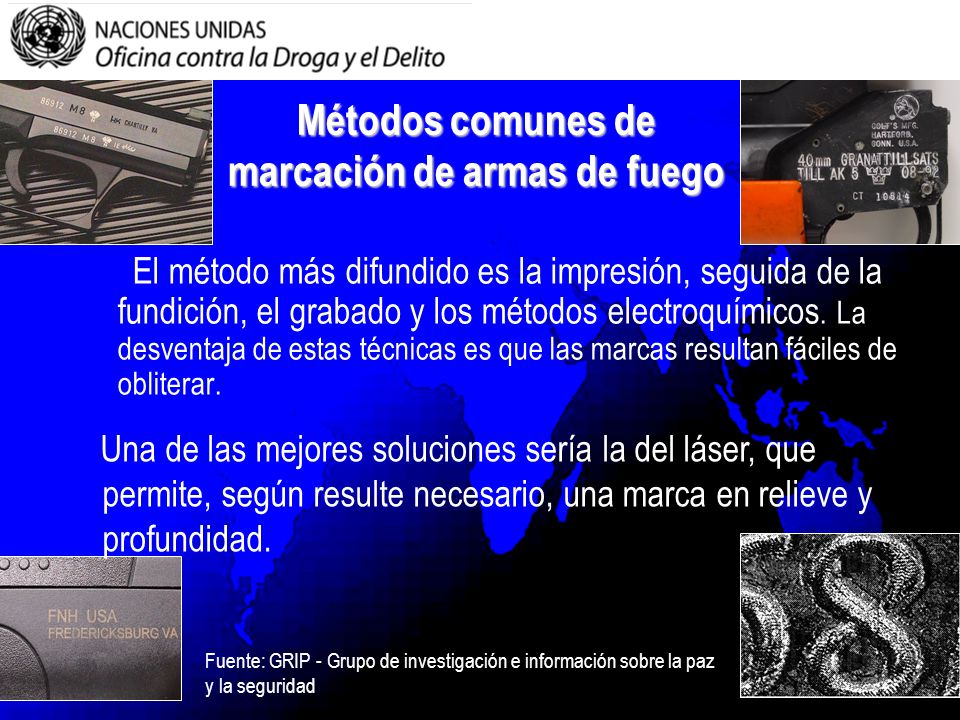 Métodos comunes de marcación de armas de fuego
