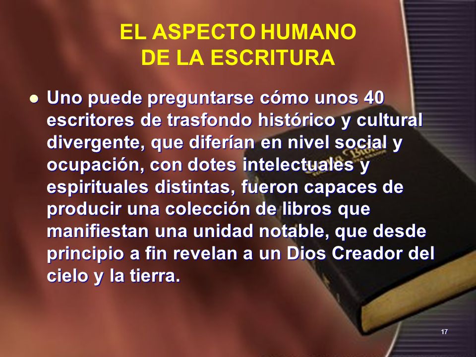 EL ASPECTO HUMANO DE LA ESCRITURA