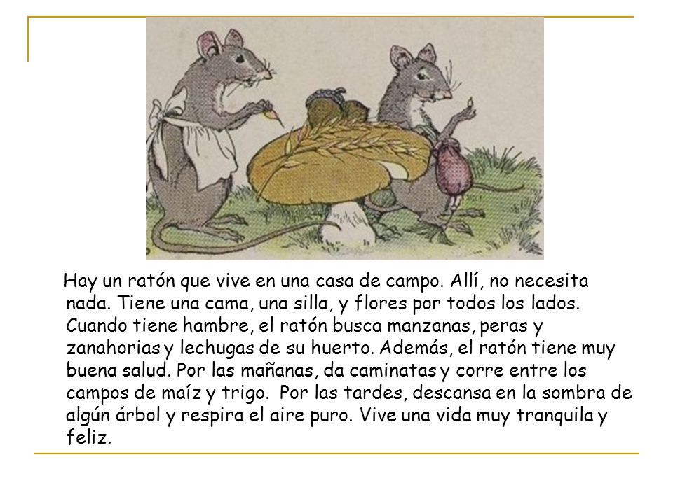 Hay un ratón que vive en una casa de campo. Allí, no necesita nada