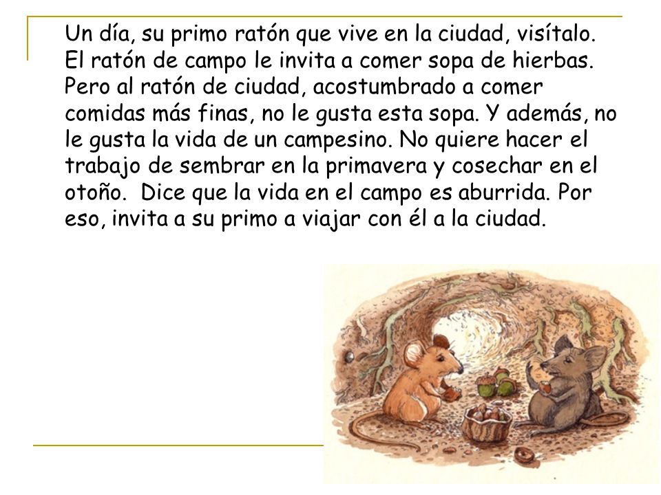 Un día, su primo ratón que vive en la ciudad, visítalo