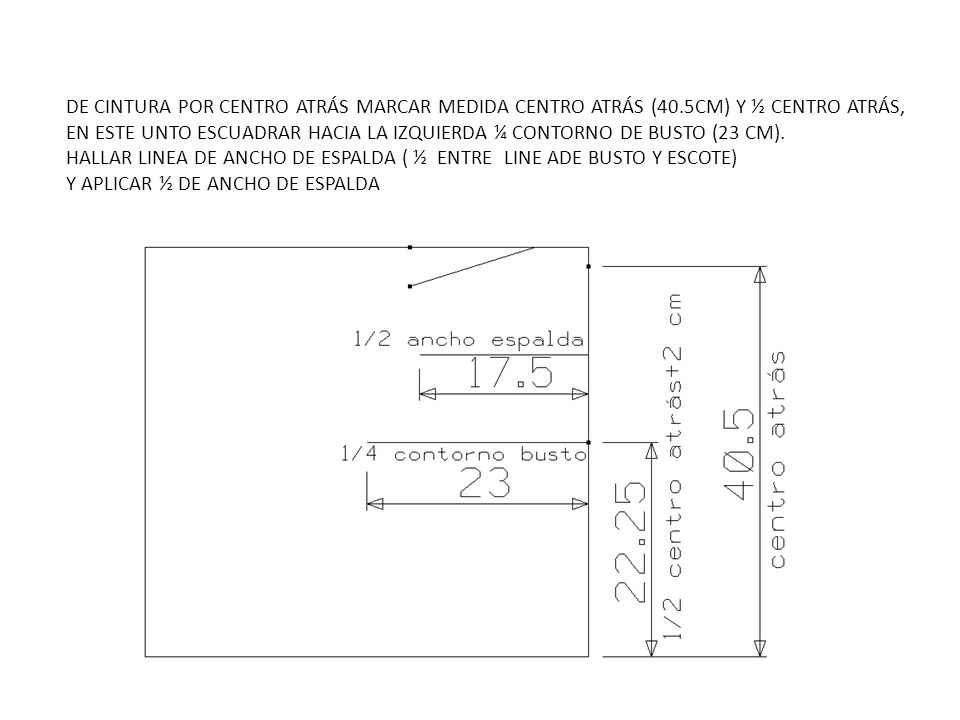 DE CINTURA POR CENTRO ATRÁS MARCAR MEDIDA CENTRO ATRÁS (40
