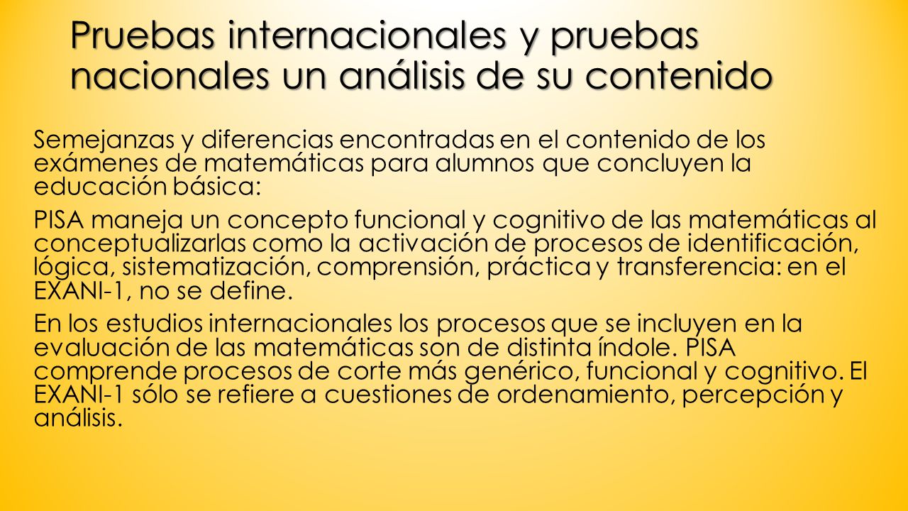 Pruebas internacionales y pruebas nacionales un análisis de su contenido