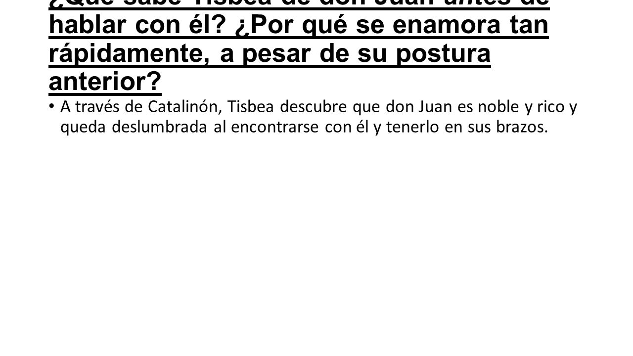 ¿Qué sabe Tisbea de don Juan antes de hablar con él