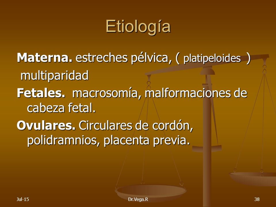 Etiología Materna. estreches pélvica, ( platipeloides ) multiparidad