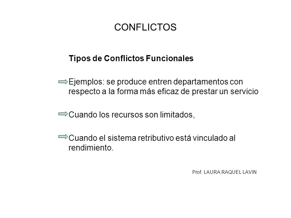 CONFLICTOS Tipos de Conflictos Funcionales