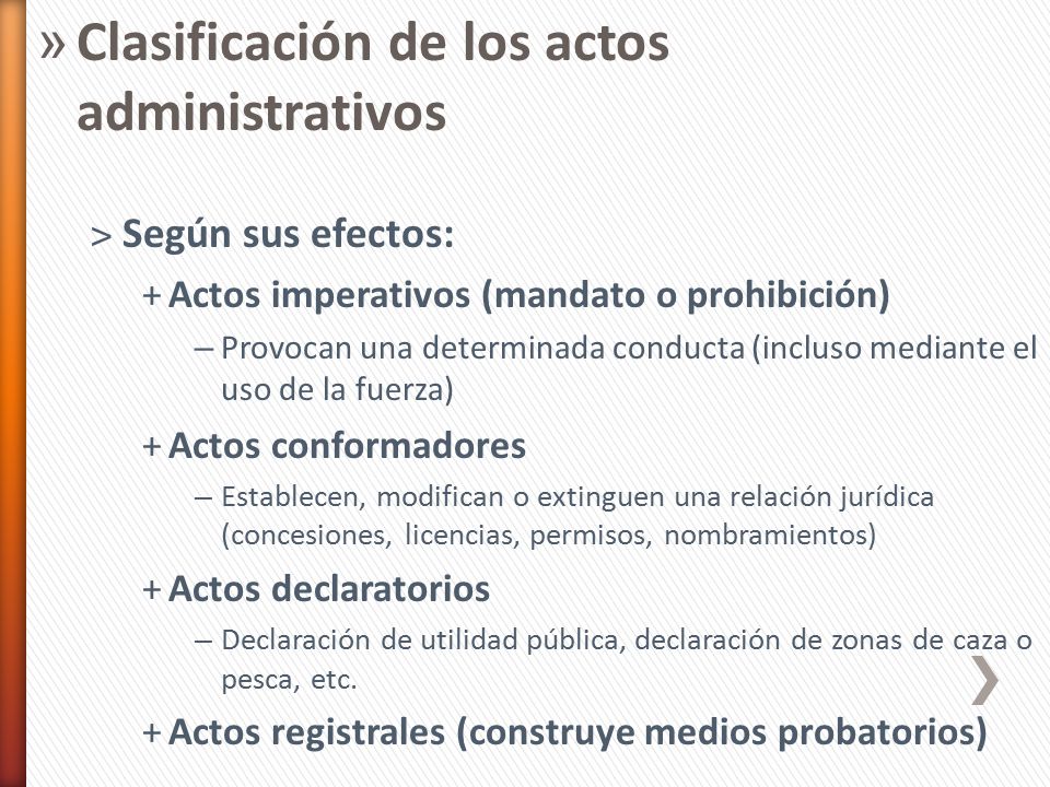 Clasificación de los actos administrativos