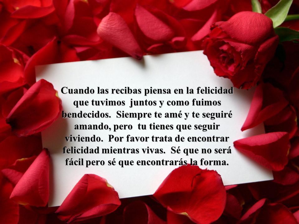 Cuando las recibas piensa en la felicidad que tuvimos juntos y como fuimos bendecidos.