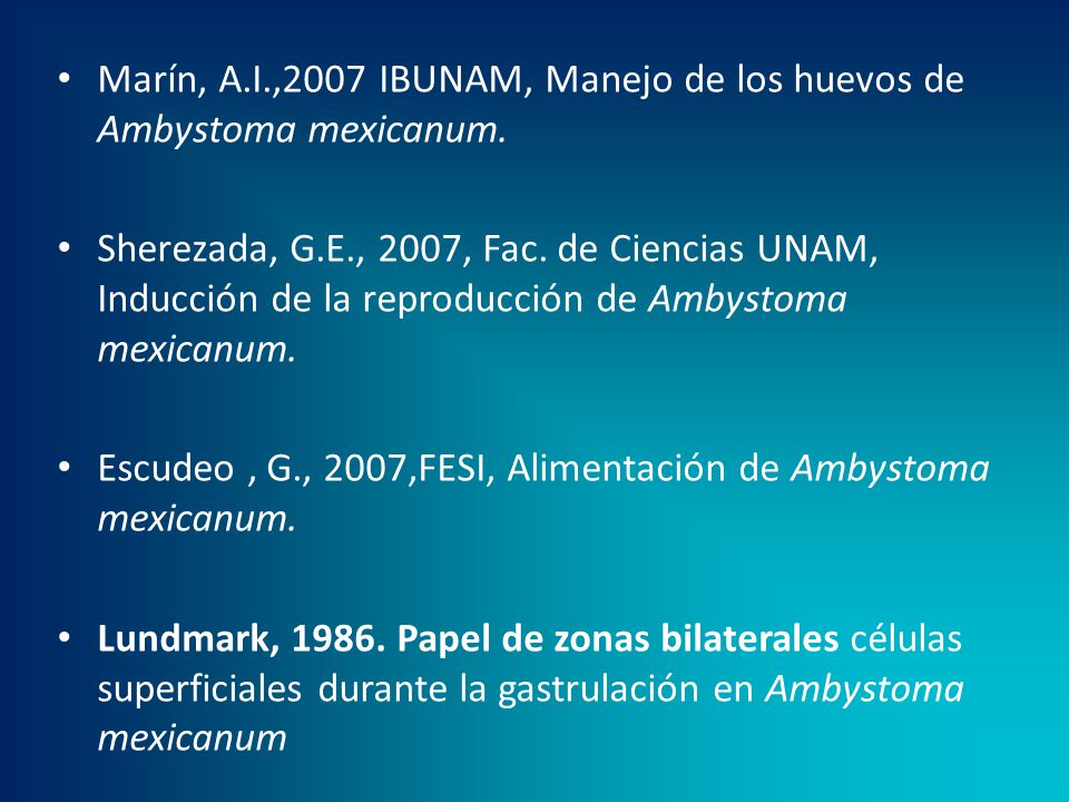 Marín, A.I.,2007 IBUNAM, Manejo de los huevos de Ambystoma mexicanum.