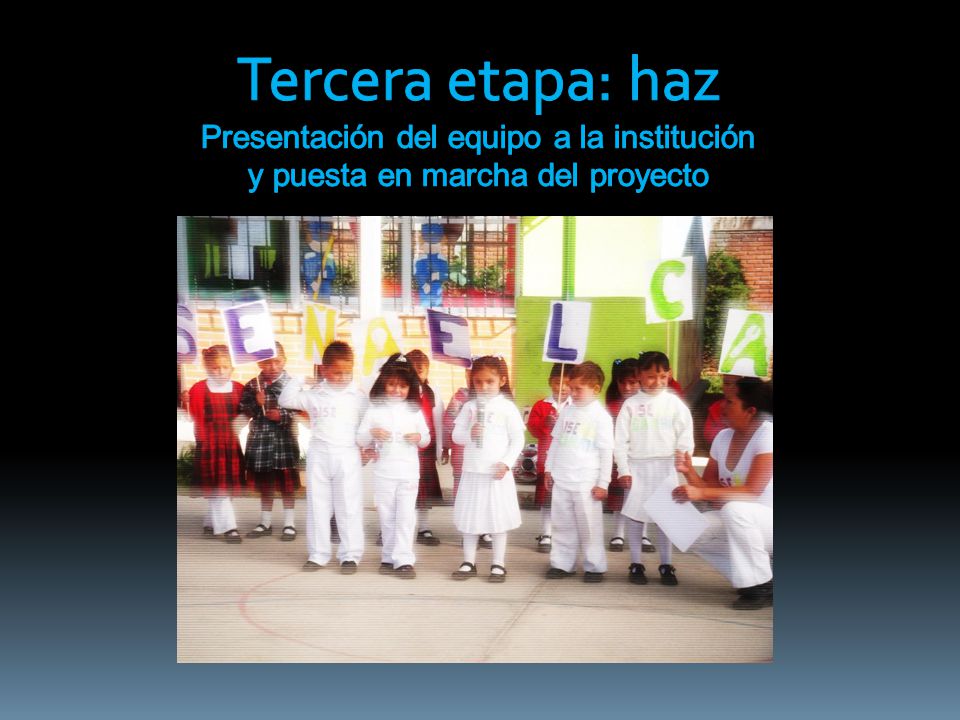 Tercera etapa: haz Presentación del equipo a la institución y puesta en marcha del proyecto