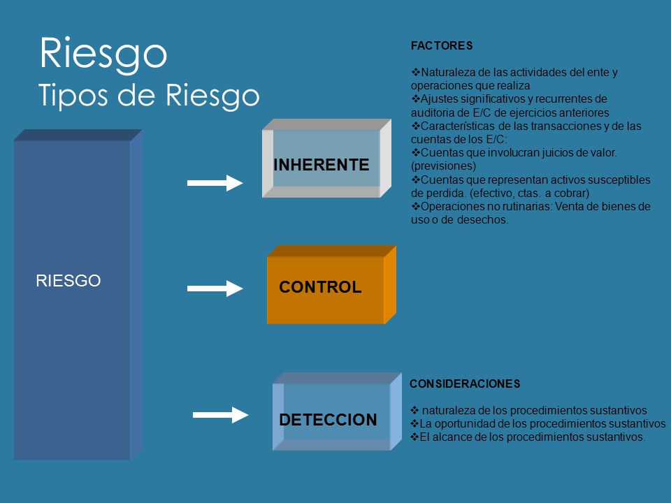 Riesgo Tipos de Riesgo INHERENTE RIESGO CONTROL DETECCION FACTORES