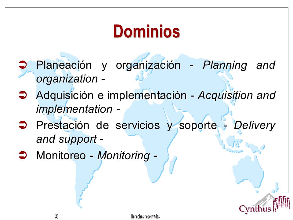 Dominios Planeación y organización - Planning and organization -