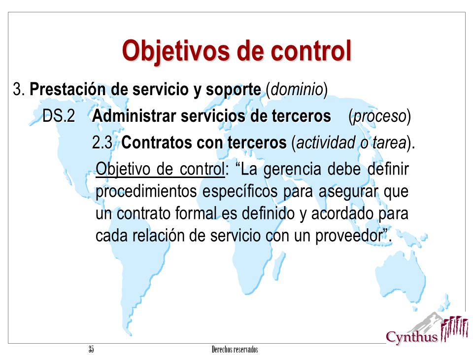 Objetivos de control 3. Prestación de servicio y soporte (dominio)