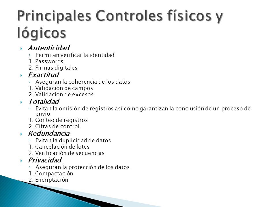 Principales Controles físicos y lógicos