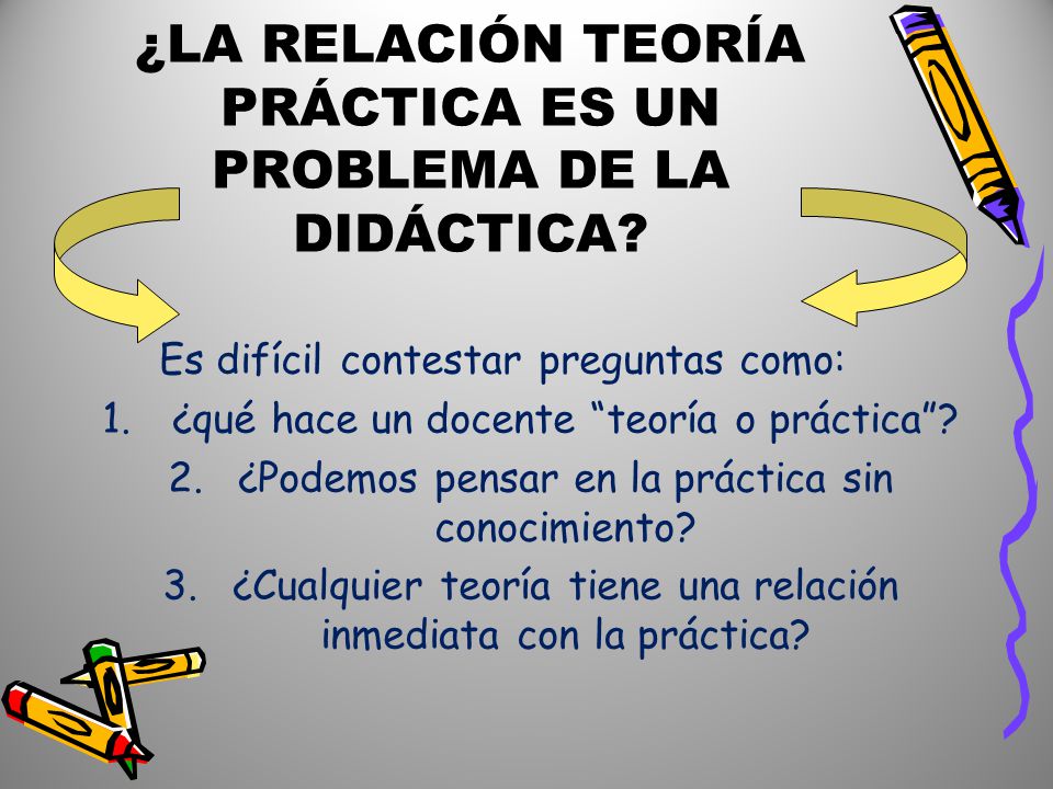 ¿LA RELACIÓN TEORÍA PRÁCTICA ES UN PROBLEMA DE LA DIDÁCTICA