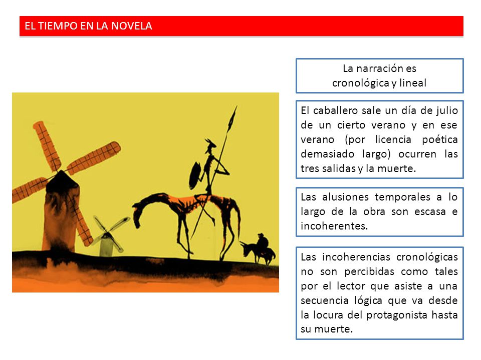 EL TIEMPO EN LA NOVELA La narración es. cronológica y lineal.