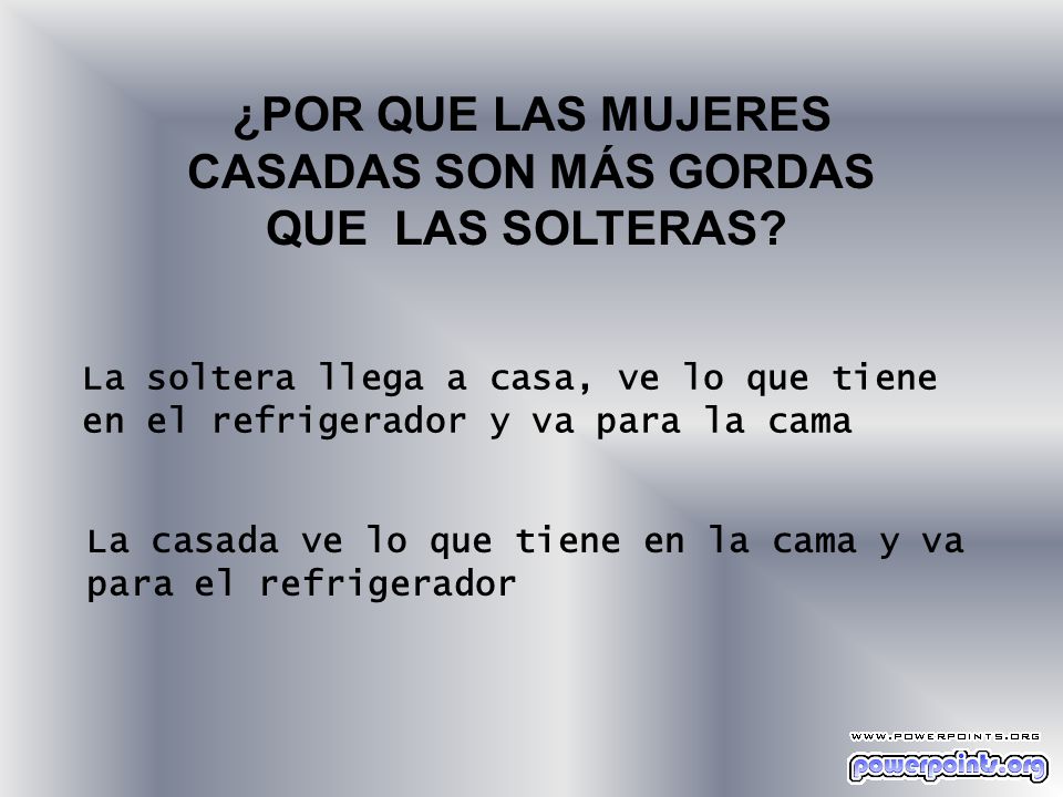 ¿POR QUE LAS MUJERES CASADAS SON MÁS GORDAS QUE LAS SOLTERAS