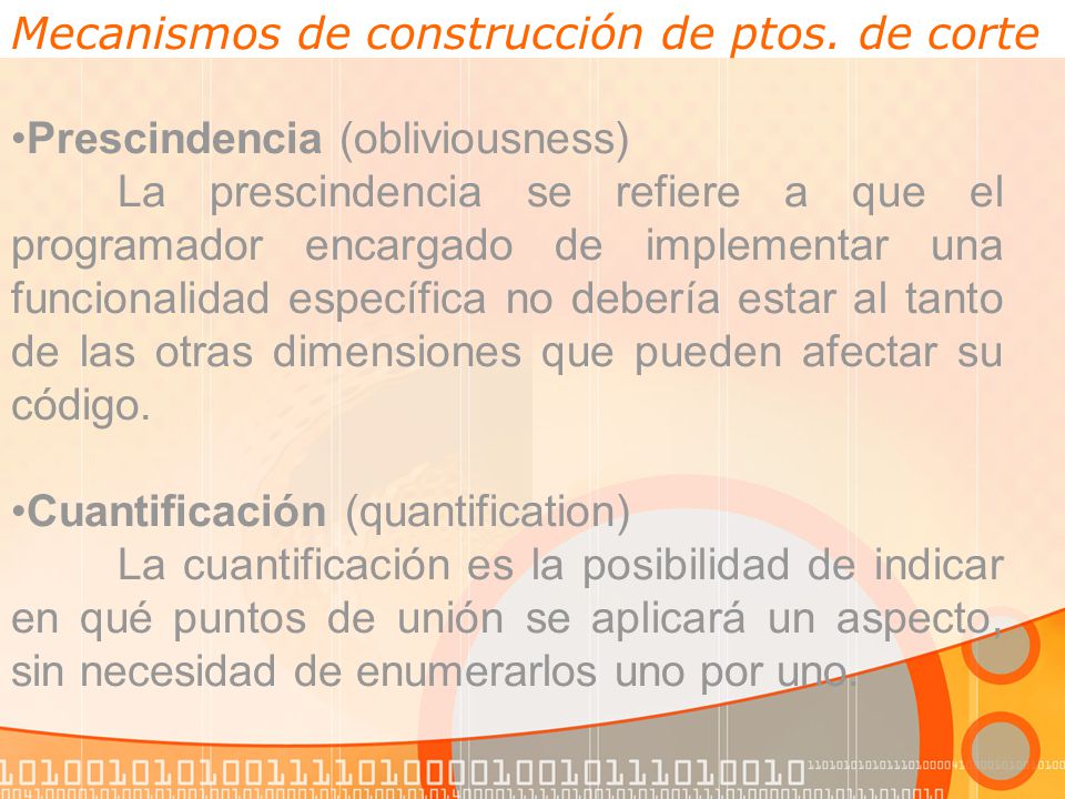 Mecanismos de construcción de ptos. de corte