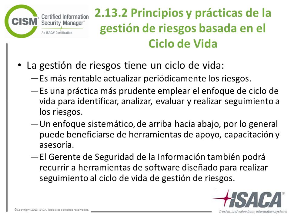 Principios y prácticas de la gestión de riesgos basada en el Ciclo de Vida