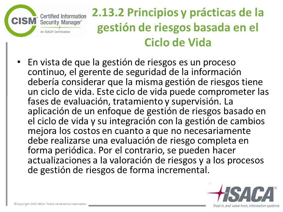 Principios y prácticas de la gestión de riesgos basada en el Ciclo de Vida