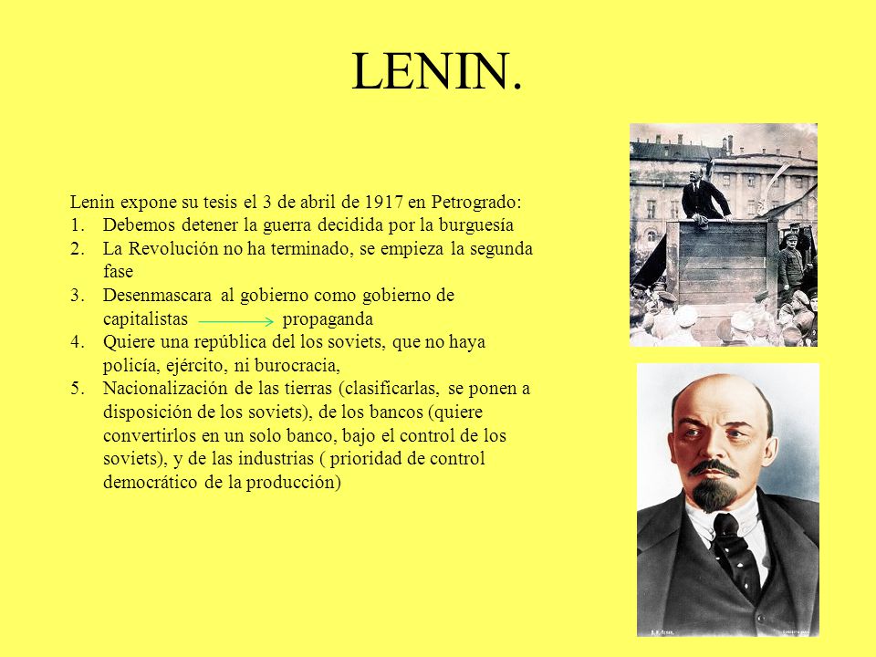 LENIN. Lenin expone su tesis el 3 de abril de 1917 en Petrogrado: