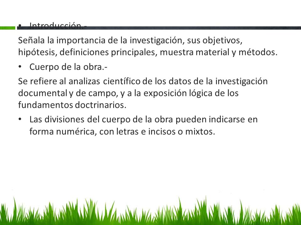 Introducción.- Señala la importancia de la investigación, sus objetivos, hipótesis, definiciones principales, muestra material y métodos.