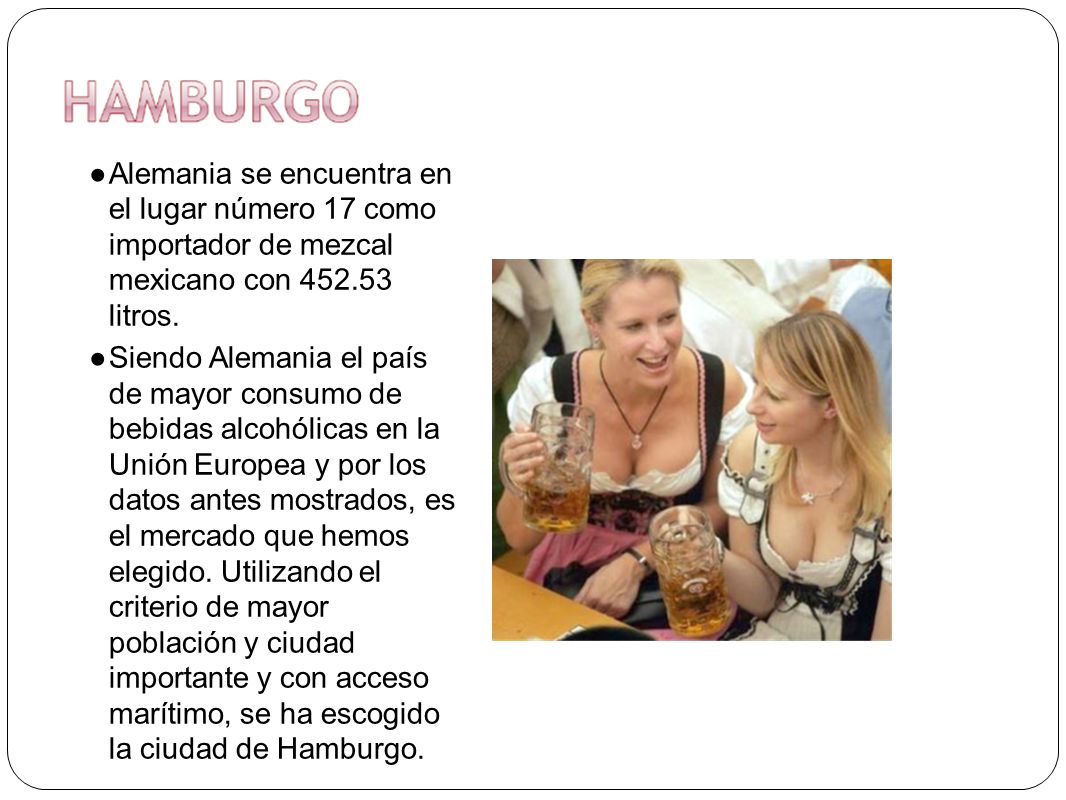 Alemania se encuentra en el lugar número 17 como importador de mezcal mexicano con litros.