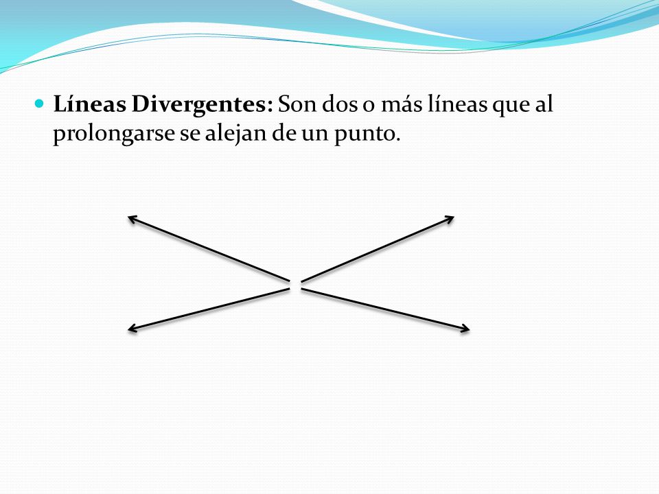 Líneas Divergentes: Son dos o más líneas que al prolongarse se alejan de un punto.