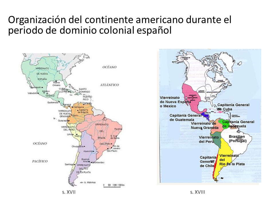 Organización del continente americano durante el periodo de dominio colonial español