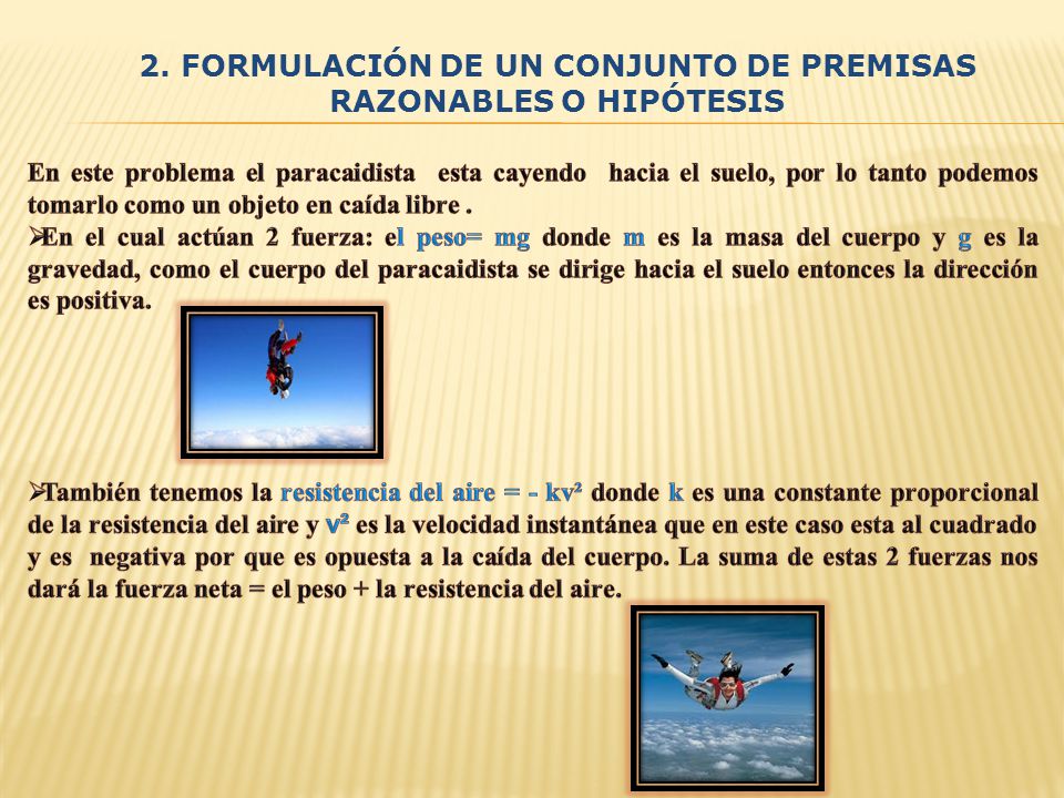 2. FORMULACIÓN DE UN CONJUNTO DE PREMISAS RAZONABLES O HIPÓTESIS