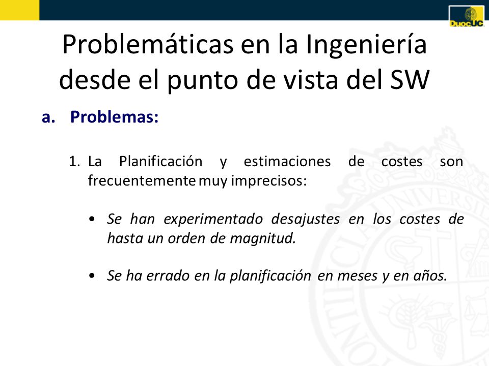 Problemáticas en la Ingeniería desde el punto de vista del SW