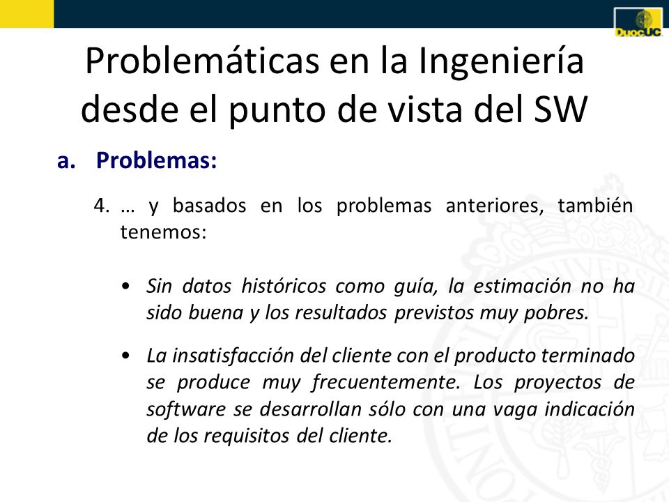 Problemáticas en la Ingeniería desde el punto de vista del SW