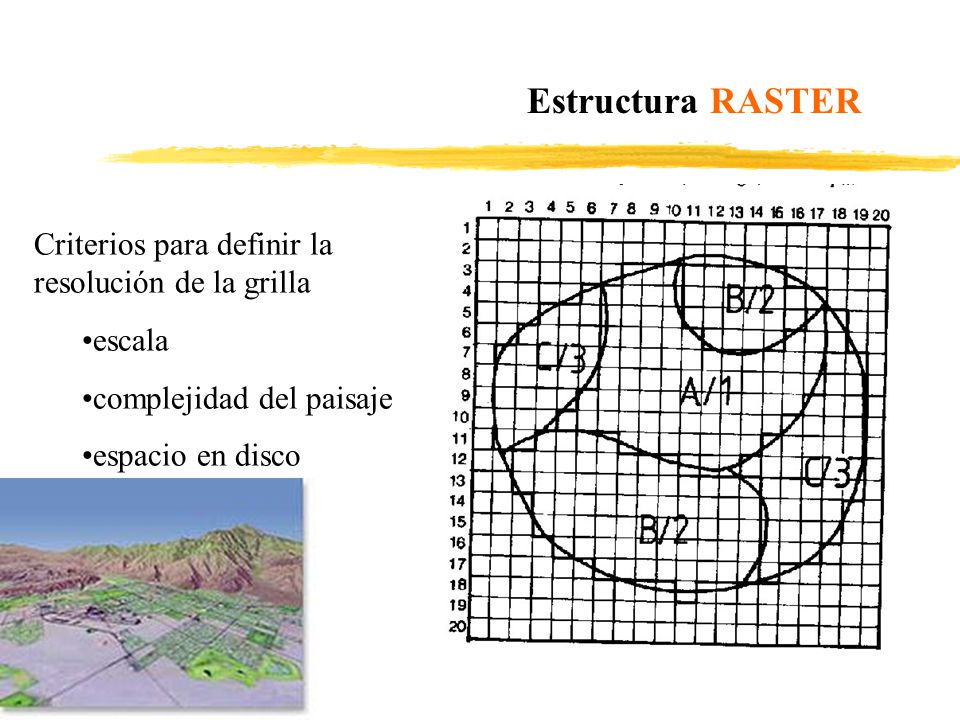 Estructura RASTER Criterios para definir la resolución de la grilla