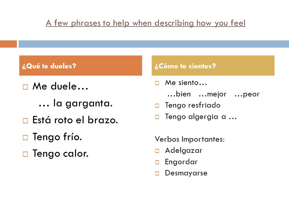 A few phrases to help when describing how you feel