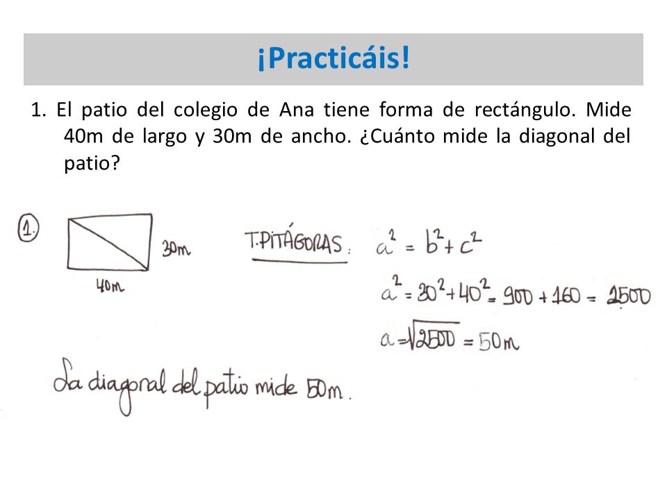 ¡Practicáis. 1. El patio del colegio de Ana tiene forma de rectángulo.