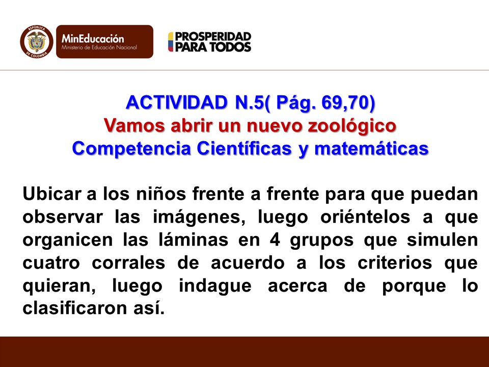 Vamos abrir un nuevo zoológico Competencia Científicas y matemáticas