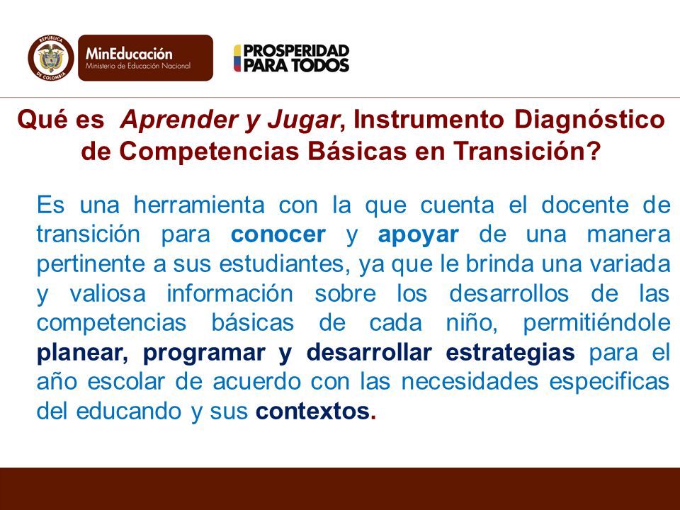 Qué es Aprender y Jugar, Instrumento Diagnóstico de Competencias Básicas en Transición