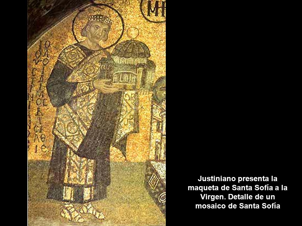Justiniano presenta la maqueta de Santa Sofía a la Virgen