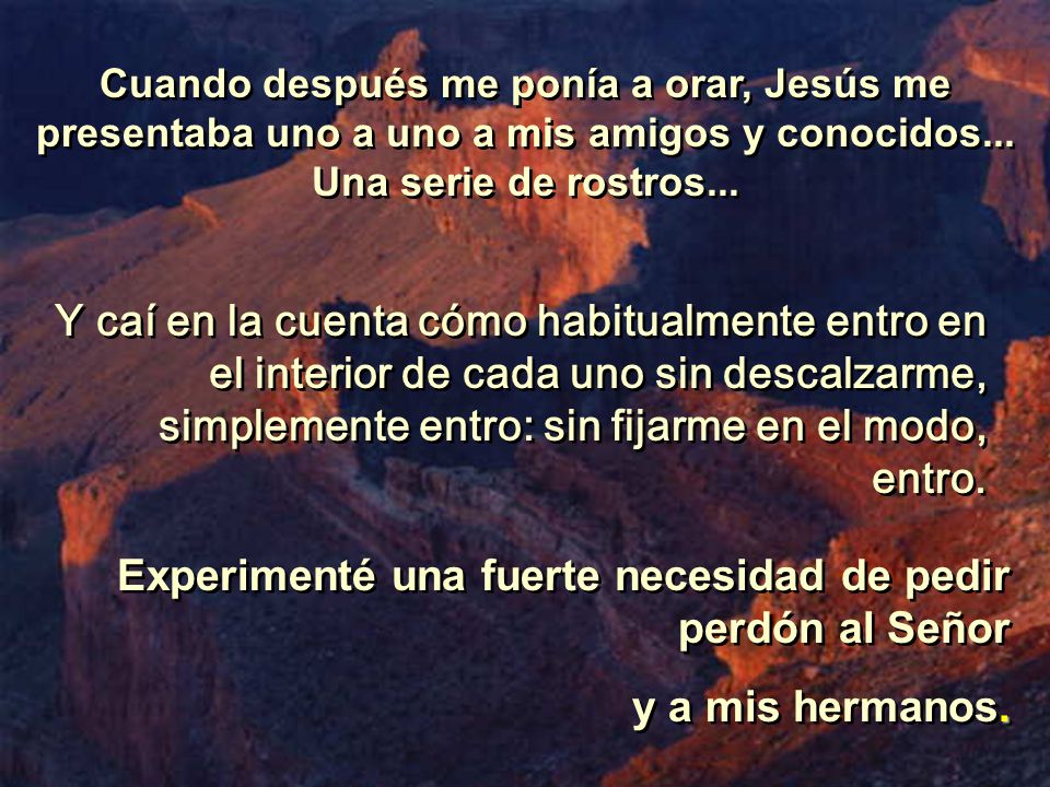 Experimenté una fuerte necesidad de pedir perdón al Señor