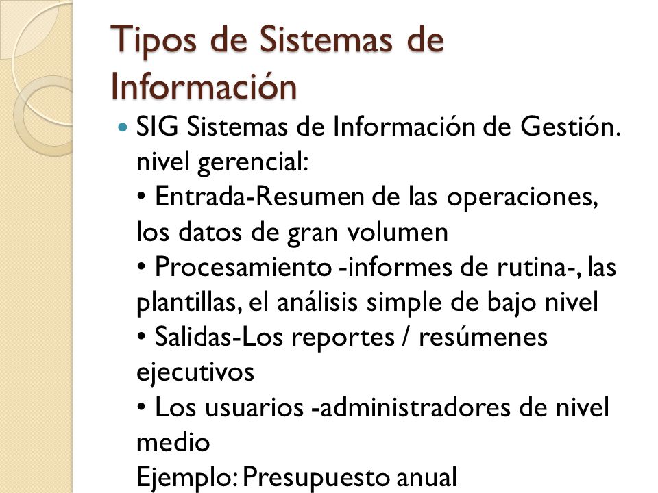 Tipos de Sistemas de Información