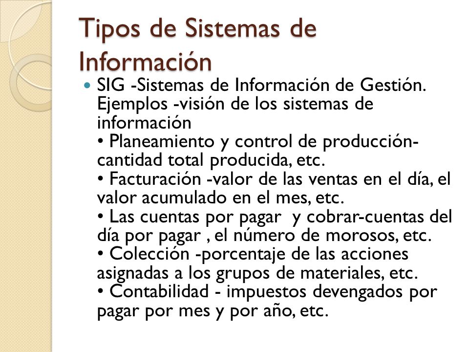 Tipos de Sistemas de Información
