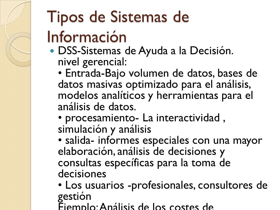 Tipos de Sistemas de Información