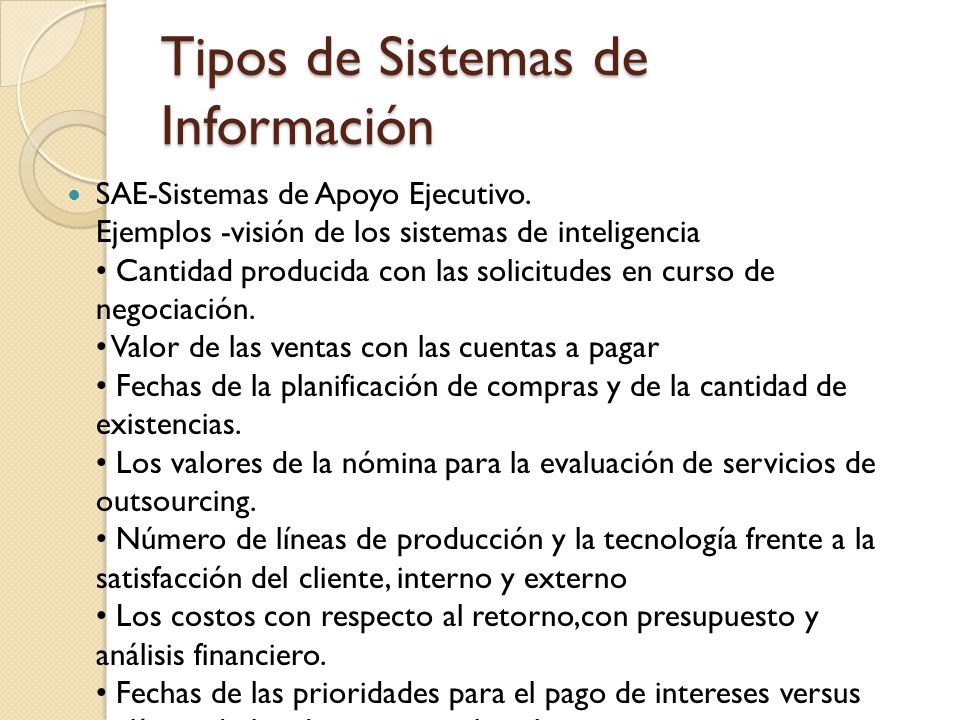 Tipos de Sistemas de Información
