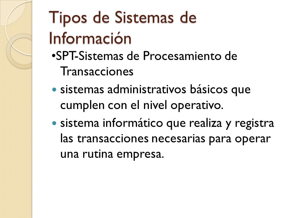 Tipos de Sistemas de Información